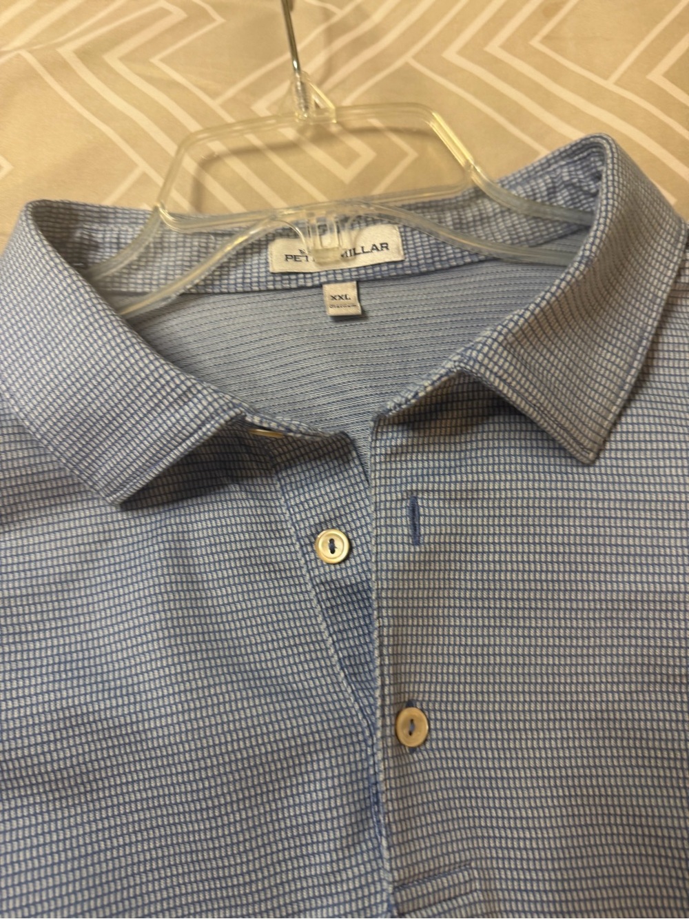 Peter Millar Men's Slate Blue Micro-Textured Polo - Picture 3 of 5